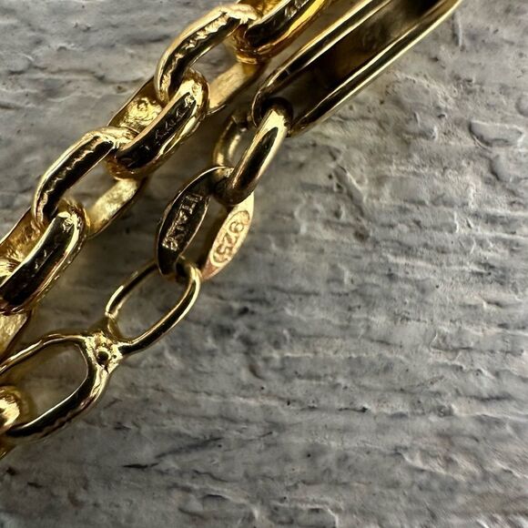 Vintage 925 Gold Tone Chain Necklace With Faceted Bead Accents - Picture 5 of 5